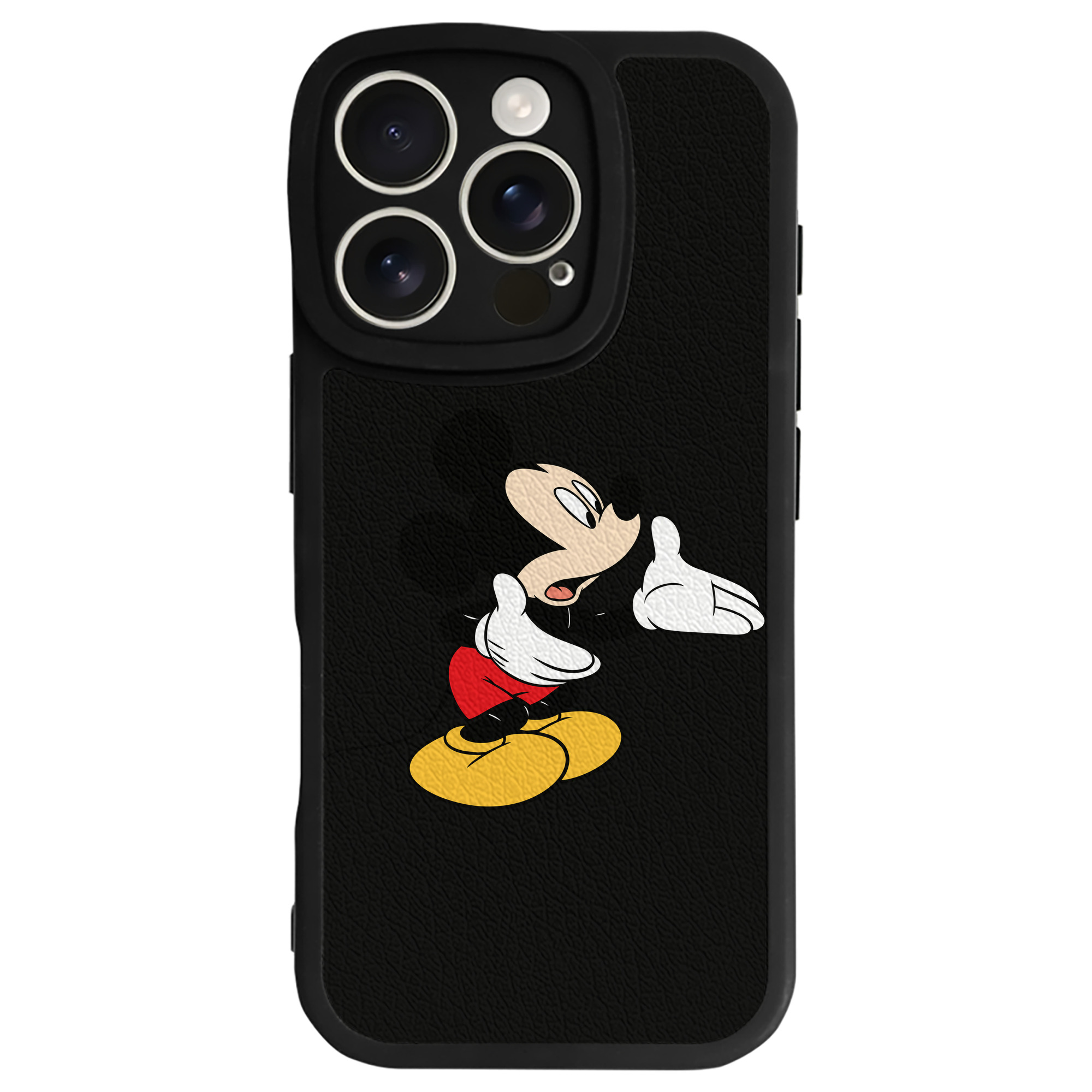 （画像用） ミッキーマウス Mickey Mouse 【iPhone 16シリーズ対応】シリコンスマホケース（レザー調） 材質：シリコン